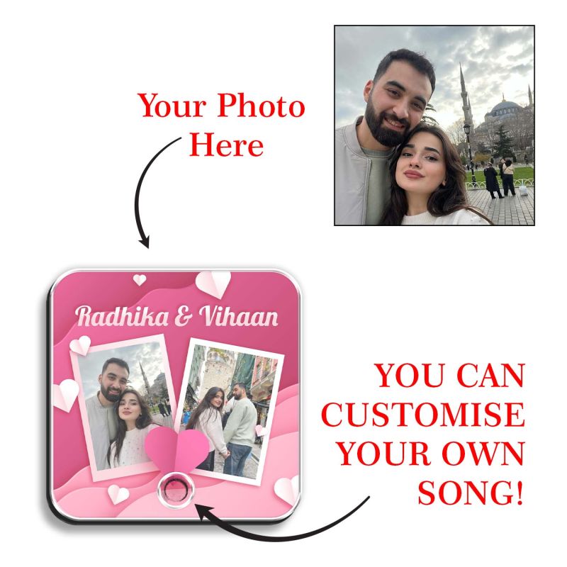Birthday Gift for Girlfriend Boyfriend Customizable Photo Frame Musical Fridge Magnet for Couples | MP3 Audio & Song Playback Anniversary, Valentine's Day, and Weddings Gift